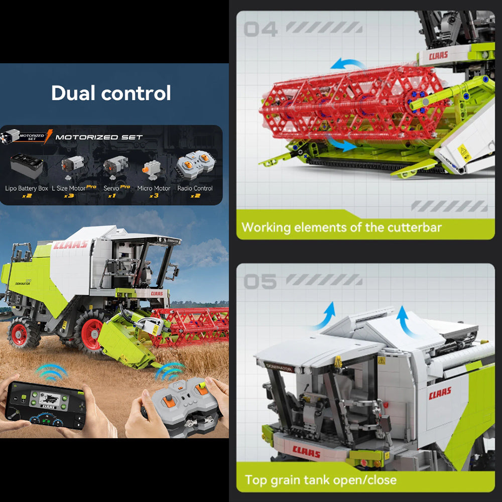 CLAAS DOMINATOR 370, CaDA C61508W MOC Mähdrescher KIemmbausteine (4567 Teile)