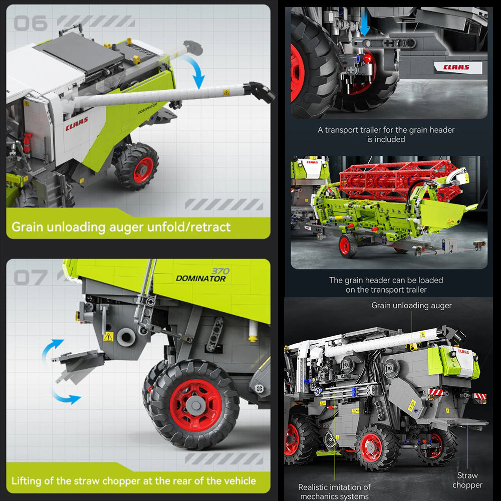 CLAAS DOMINATOR 370, CaDA C61508W MOC Mähdrescher KIemmbausteine (4567 Teile)