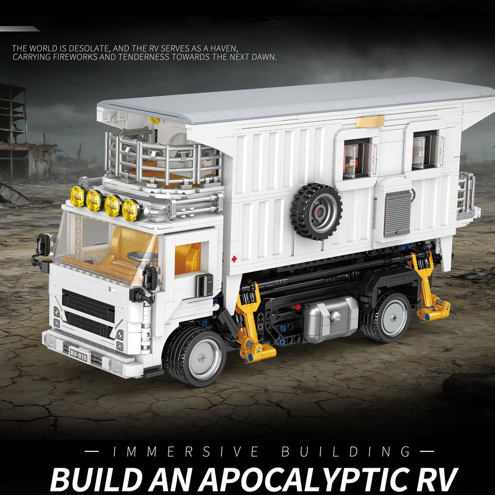 Technik Wohnmobil mit Camping Set, Motorräder, 2193+ Teile MOC Wohnmobil Bausatz, JD133 Technik Auto KIemmbausteine für Erwachsene Autoliebhaber