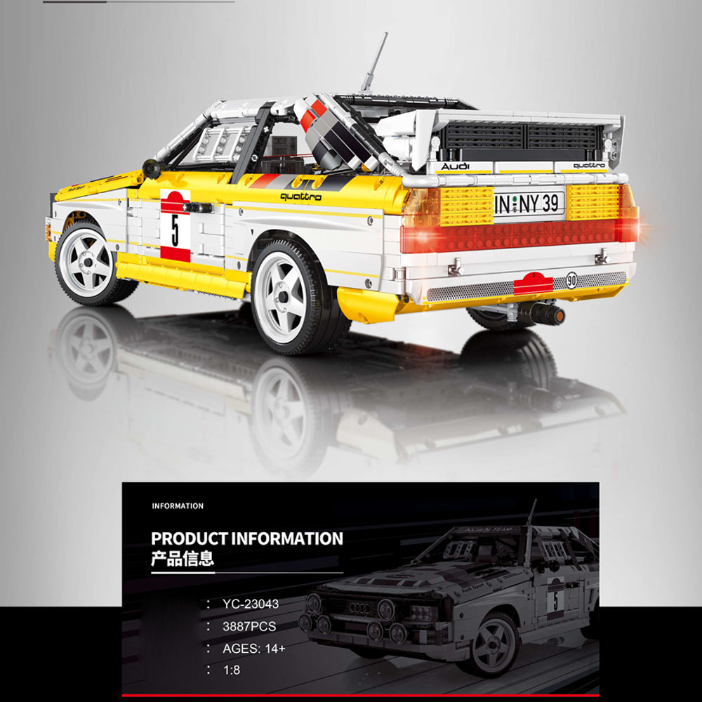 Technik Auto für Audi Sport Quattro S1 Group B 1984, MOC S1 Auto, 3880 KIemmbausteine Technik Sportwagen für Kinder, Erwachsene, Baumeister, YC-23043