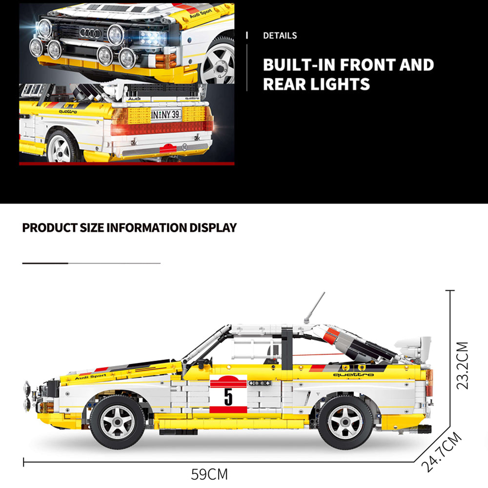 Technik Auto für Audi Sport Quattro S1 Group B 1984, MOC S1 Auto, 3880 KIemmbausteine Technik Sportwagen für Kinder, Erwachsene, Baumeister, YC-23043