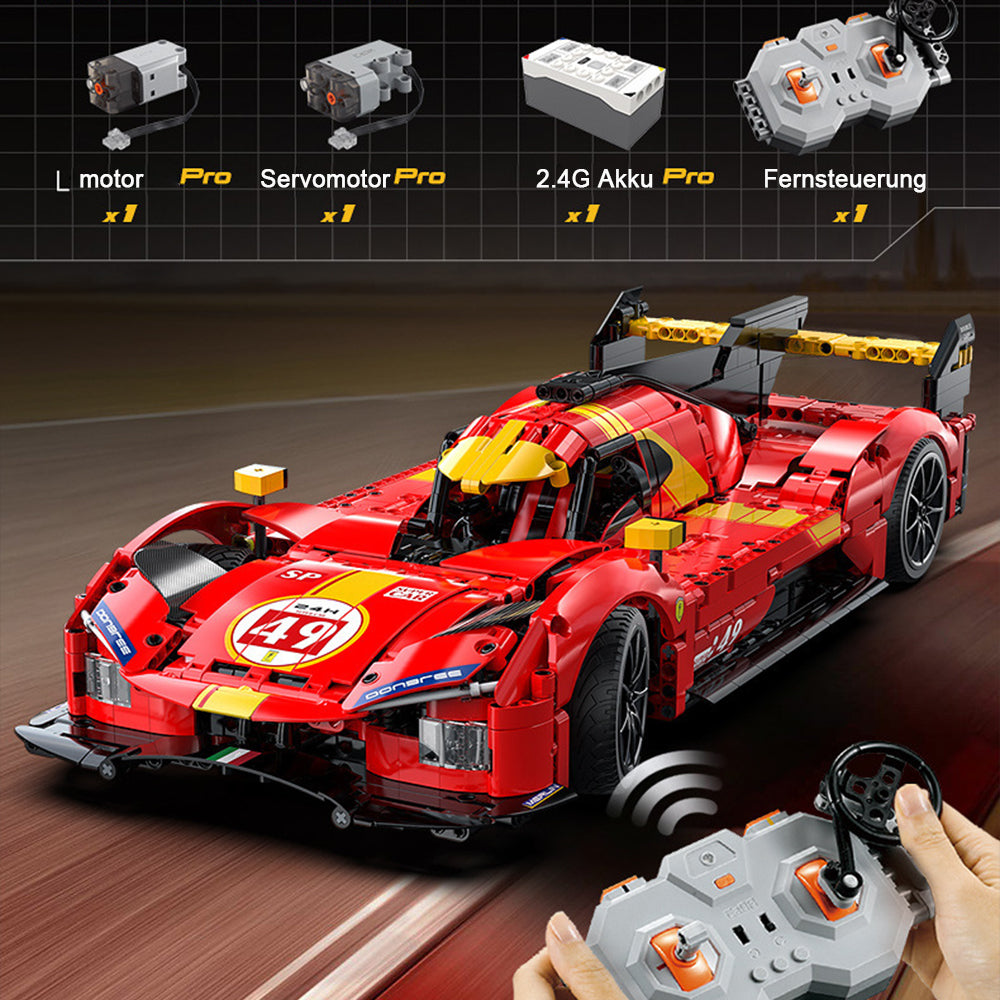 CADA C63009W Technik Auto für Ferrari 499P WEC Racing, 1518 KIemmbausteine Rennauto Modell, im Maßstab 1: 10 Bausatz