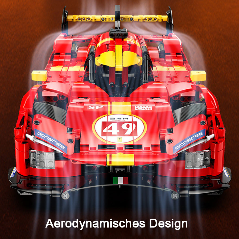CADA C63009W Technik Auto für Ferrari 499P WEC Racing, 1518 KIemmbausteine Rennauto Modell, im Maßstab 1: 10 Bausatz