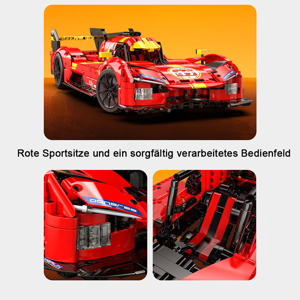 CADA C63009W Technik Auto für Ferrari 499P WEC Racing, 1518 KIemmbausteine Rennauto Modell, im Maßstab 1: 10 Bausatz