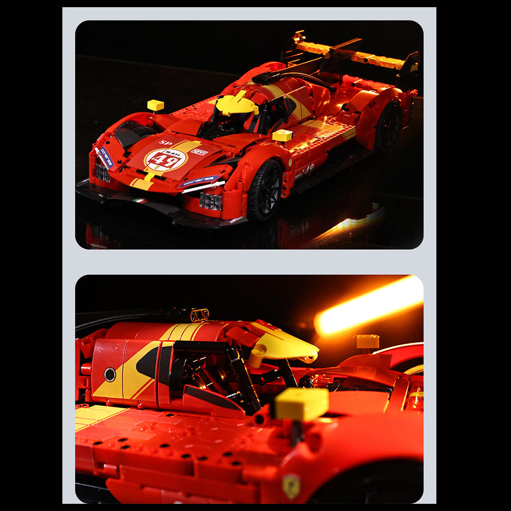 CADA C63009W Technik Auto für Ferrari 499P WEC Racing, 1518 KIemmbausteine Rennauto Modell, im Maßstab 1: 10 Bausatz