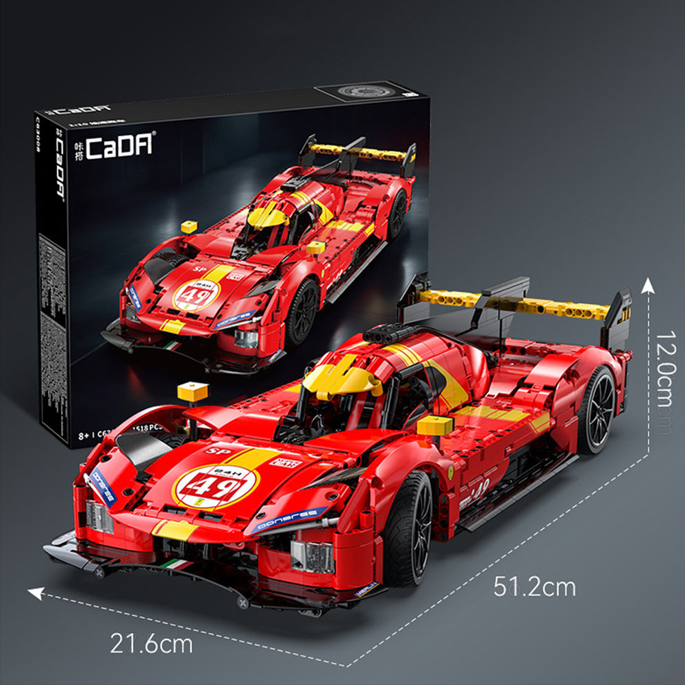 CADA C63009W Technik Auto für Ferrari 499P WEC Racing, 1518 KIemmbausteine Rennauto Modell, im Maßstab 1: 10 Bausatz