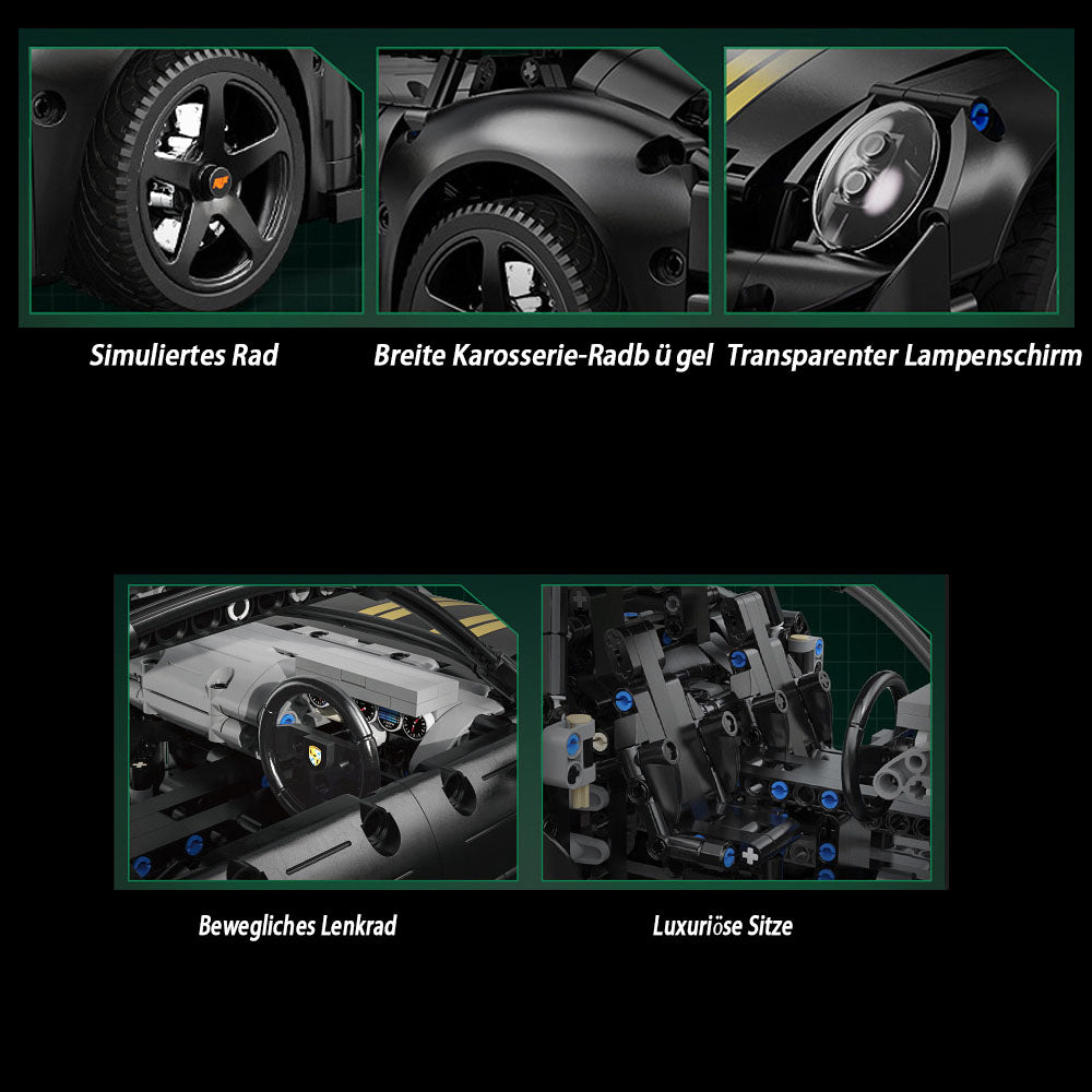 Technik Auto für Porsche 911 RUF GT Supercar, 1:10 Technik Auto Bausatz MOC Bausatz, Technik Supersportwagen Technik Supercar Technik Auto 911 für Kinder Erwachsene