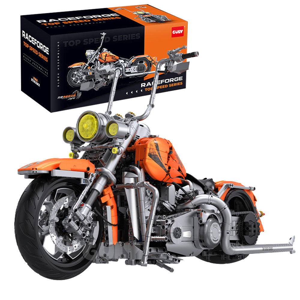 Technik Motorrad für Harley-Davidson Softail Deluxe Modell, 2392 Teile Technic Super Motorrad Klemmbausteine kompatibel mit Lego Technik