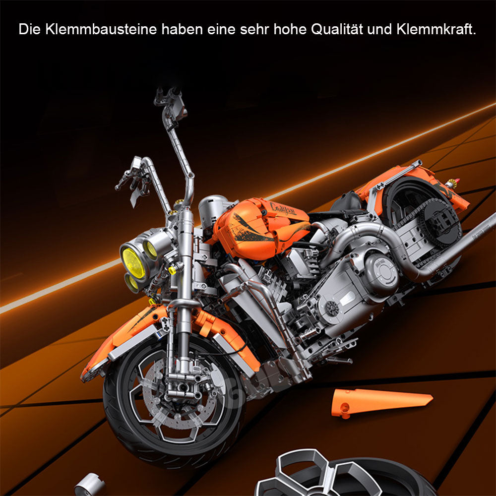 Technik Motorrad für Harley-Davidson Softail Deluxe Modell, 2392 Teile Technic Super Motorrad Klemmbausteine kompatibel mit Lego Technik