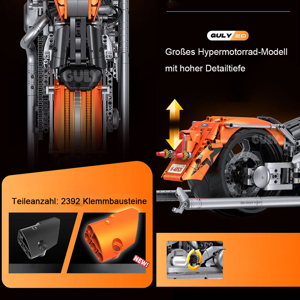 Technik Motorrad für Harley-Davidson Softail Deluxe Modell, 2392 Teile Technic Super Motorrad Klemmbausteine kompatibel mit Lego Technik