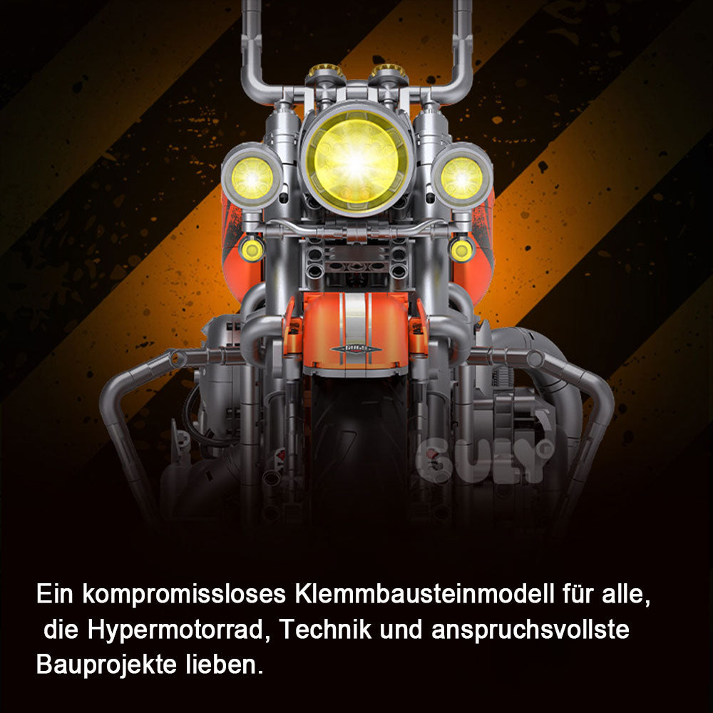 Technik Motorrad für Harley-Davidson Softail Deluxe Modell, 2392 Teile Technic Super Motorrad Klemmbausteine kompatibel mit Lego Technik