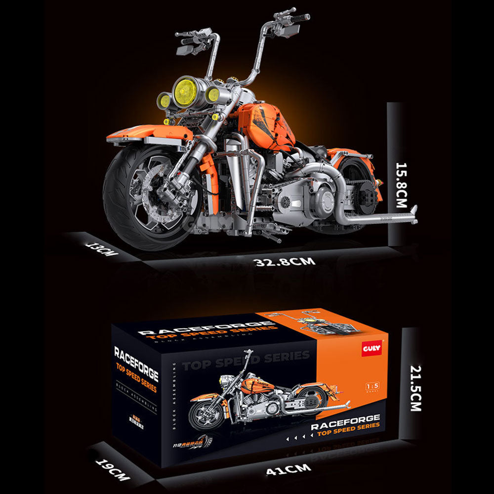 Technik Motorrad für Harley-Davidson Softail Deluxe Modell, 2392 Teile Technic Super Motorrad Klemmbausteine kompatibel mit Lego Technik