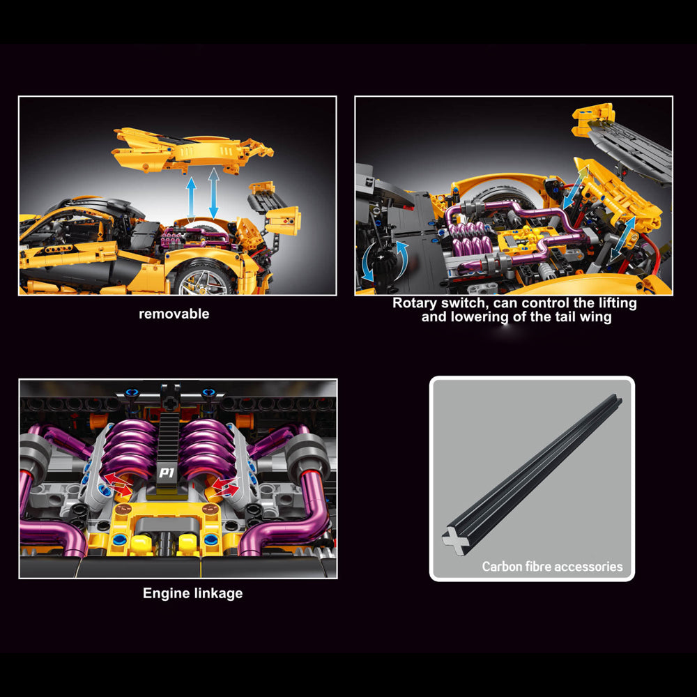 Technik Auto für Mclaren P1 Superauto, 1:8 Groß Auto mit 8 Motoren Set, Technik Auto ModeII Bausatz, 3886 TeiIe MOC Supercar ModeII, Kompatibel mit Iego Technik Mclaren