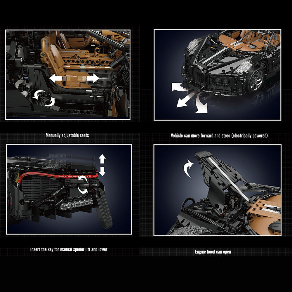 Technik Auto für Bugatti La Voiture Noire Supercar, 4680+ Teile Technik Auto Ferngesteuert, Technic Supersportwagen Modell Bausatz Kompatibel mit Lego Technik Auto
