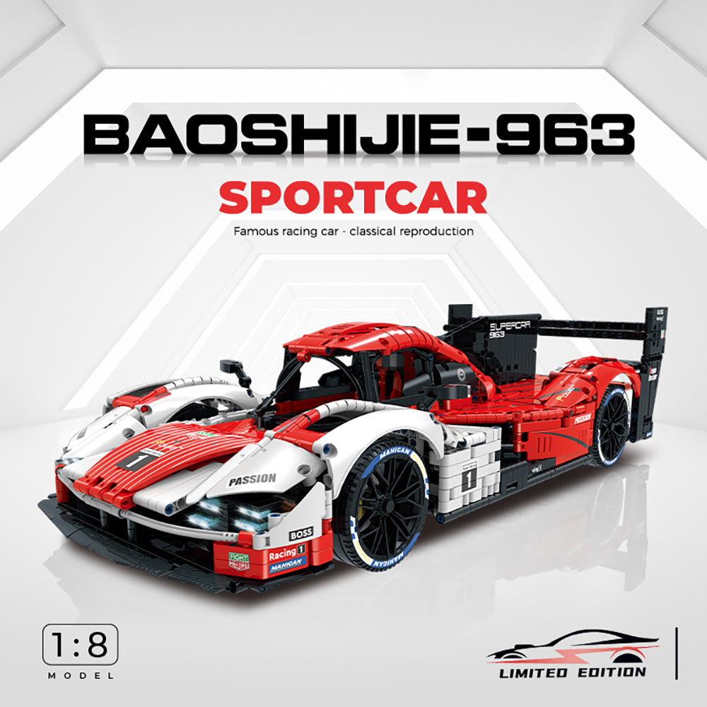 Technik Auto für Porsche 963 Rennwagen, 3400+ Teile Technik Auto Ferngesteuert Auto Motorisierte Rennwagen Modellbau Custom Bausteine Kompatibel mit Lego Technik Auto