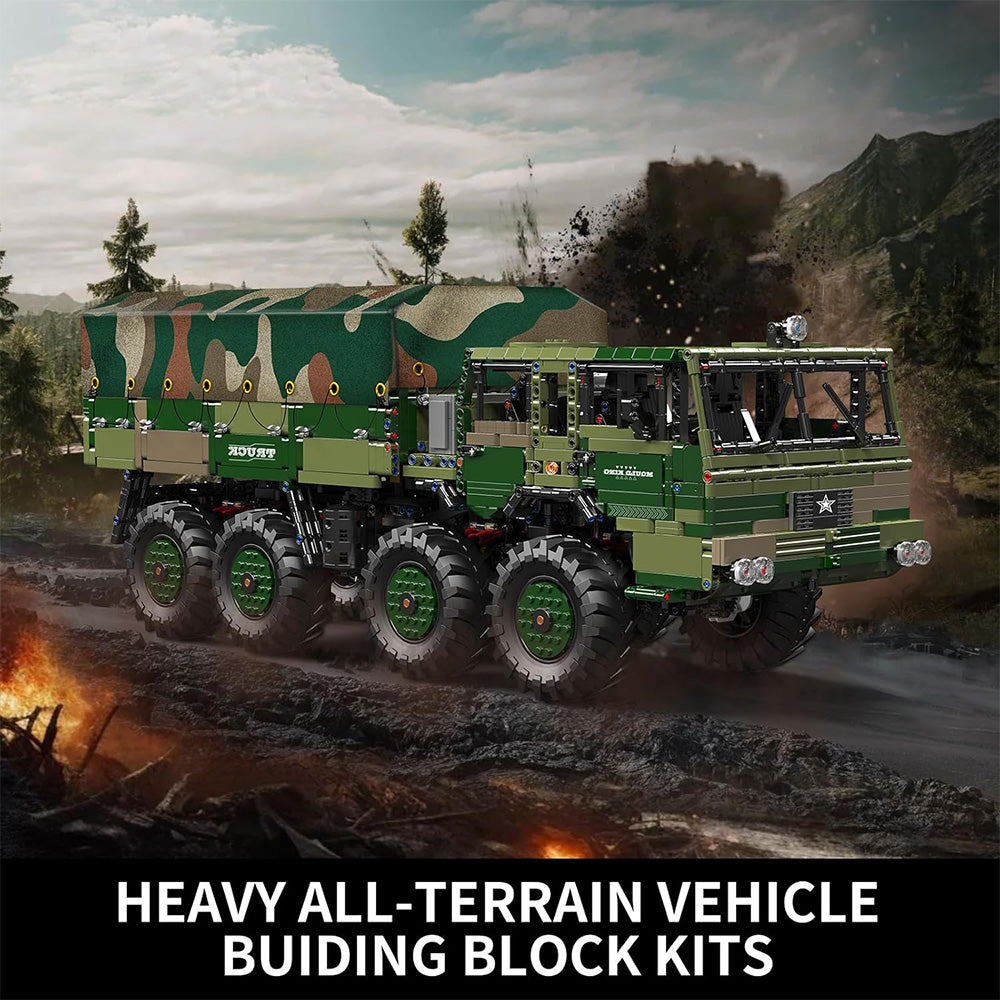 Mould King 20039 Militär LKW MOC Technik Groß T813 Schwerer militärischer Geländelastwagen ferngesteuert Transportfahrzeug 8×8 Geländewagen Klemmbausteine Bausatz Technologie APP Bausatz Modell 4733+Teile