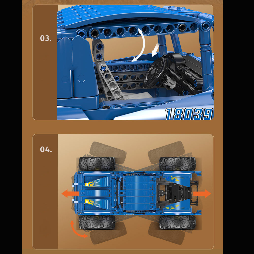 Mould King 18039 MOC Technik Ferngesteuert Buggy Mit Motoren, APP Buggy Klemmbausteine