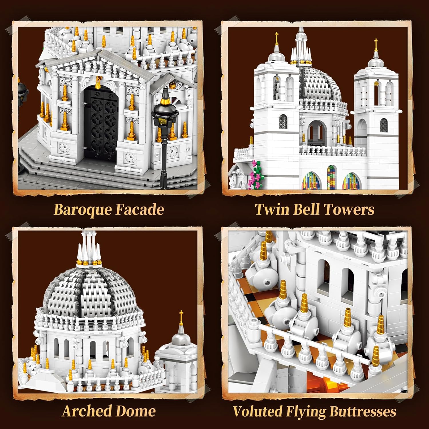 Venedig Kirchen Baustein Set für Erwachsene mit Beleuchtung, 55014 Berühmt Venedig Architekture Modell der Kirche Santa Maria Della Salute, 4270 Teile Italien Wahrzeichen Bauspielzeug