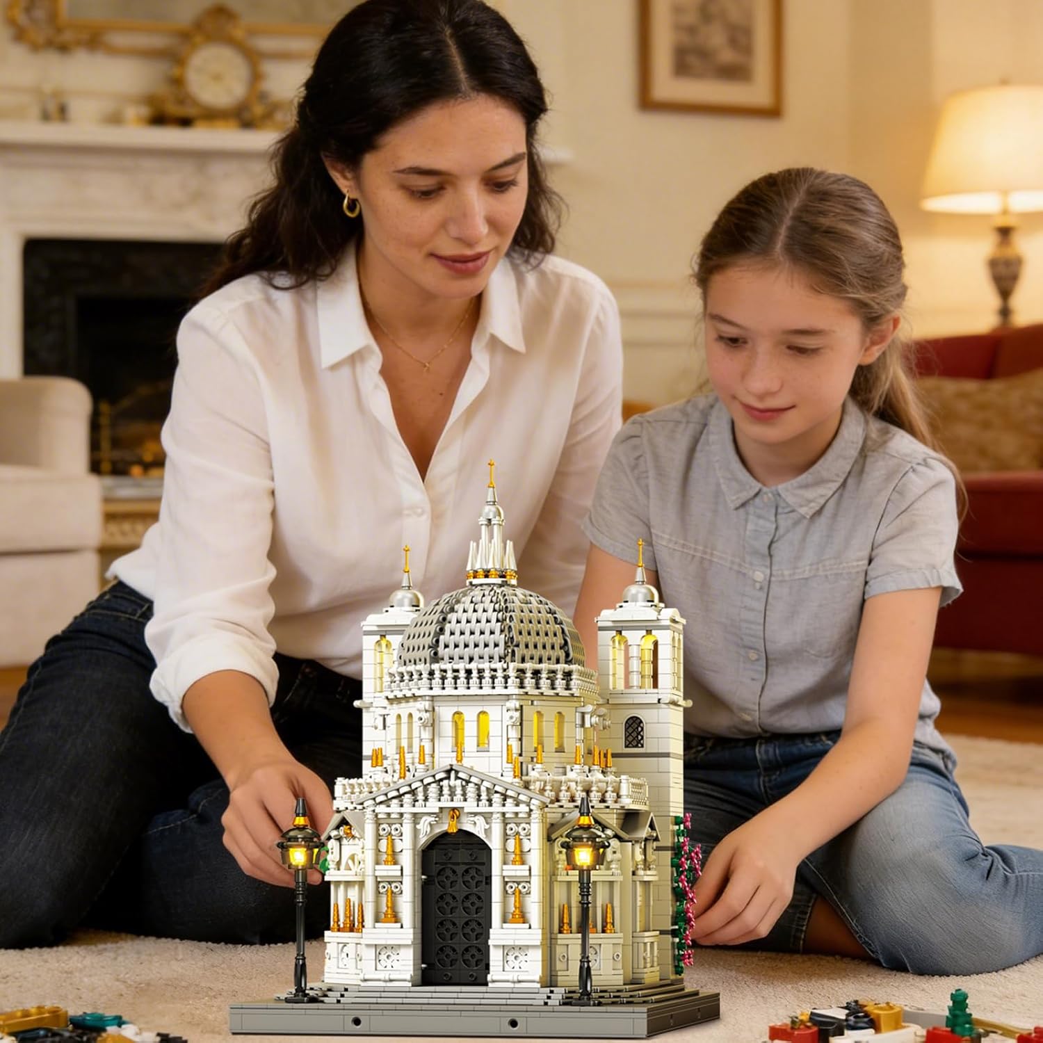 Venedig Kirchen Baustein Set für Erwachsene mit Beleuchtung, 55014 Berühmt Venedig Architekture Modell der Kirche Santa Maria Della Salute, 4270 Teile Italien Wahrzeichen Bauspielzeug