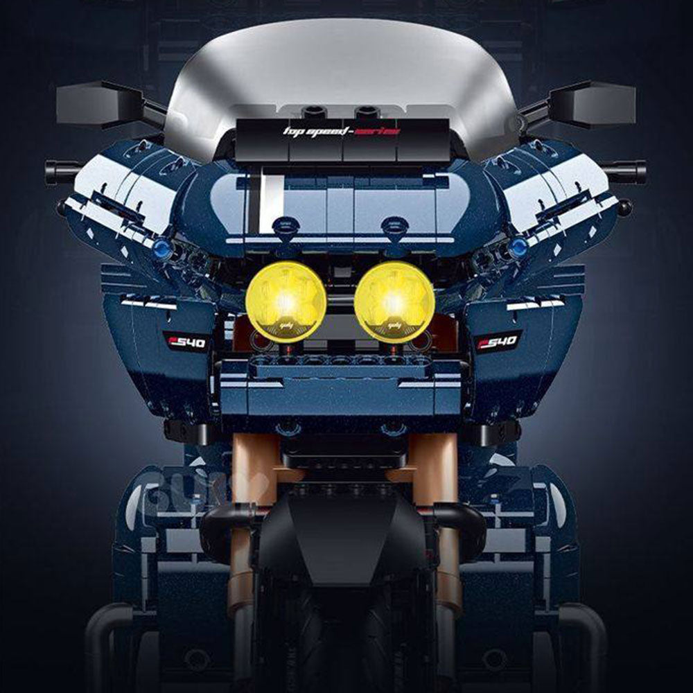 Technik Motorrad für Harley Davidson Road Glide CVO Modell, 2410 Teile Technic Motorrad Klemmbausteine kompatibel mit Lego Technik