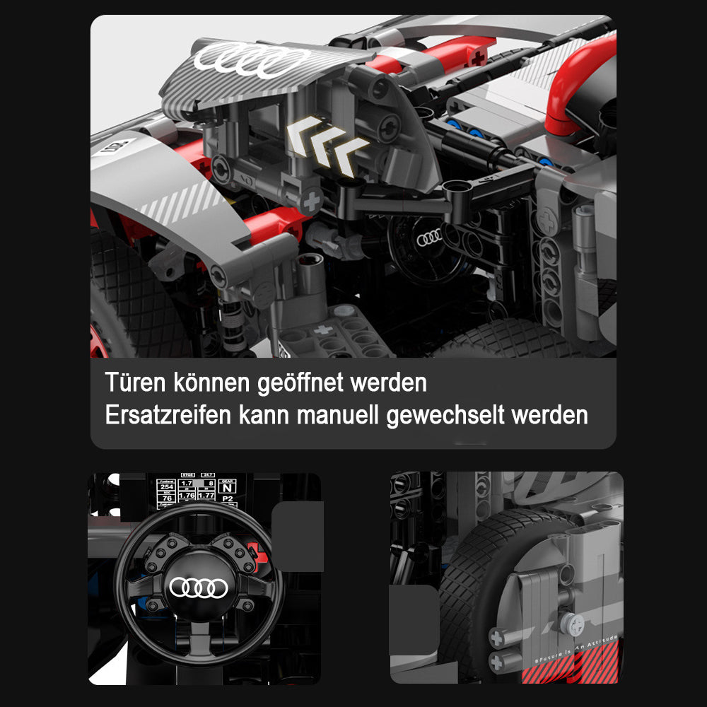 Technik Auto für Audi RS Q e-tron, Maßstab 1: 14 MOC Sportwagen Bausatz mit Motor KIemmbausteine für Kinder und Erwachsene