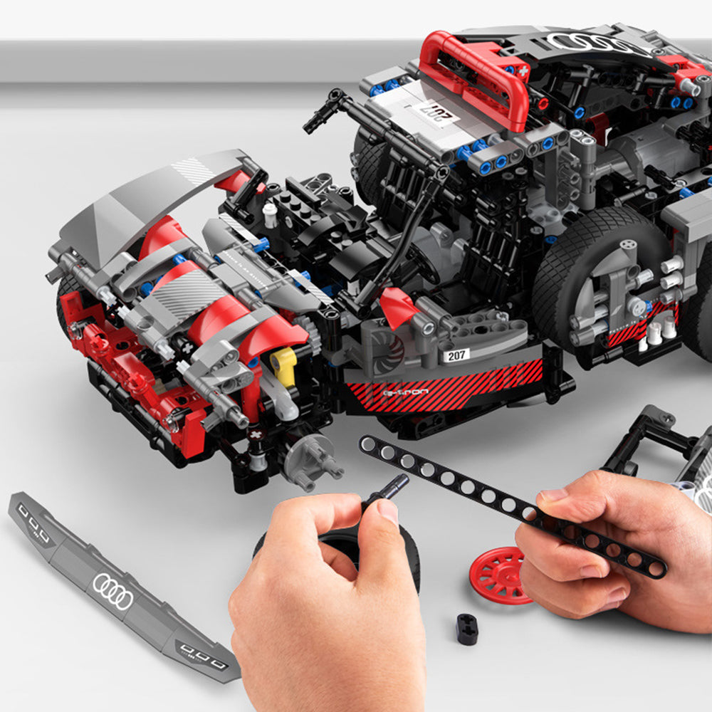Technik Auto für Audi RS Q e-tron, Maßstab 1: 14 MOC Sportwagen Bausatz mit Motor KIemmbausteine für Kinder und Erwachsene