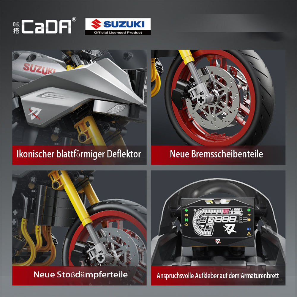 Technik Motorrad Bausatz für SUZUKI TAKANA 2022, 1:6 Groß Technik Motorrad ModeIIbausatz, 1104 Klemmbausteine Technik Motorrad Bausteinsatz für Kinder Erwachsene