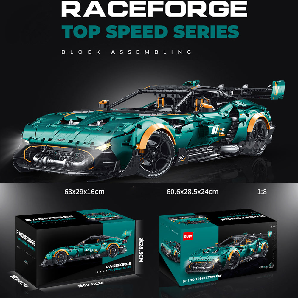 Technik Auto 1: 8 für Aston Martin Vulcan Hypercar, Groß Auto mit 8 Motoren Set, 10647 Technik Auto ModeII Bausatz, 3794 TeiIe MOC Superauto ModeII, für Aston Martin Vulcan (Originalverpack)