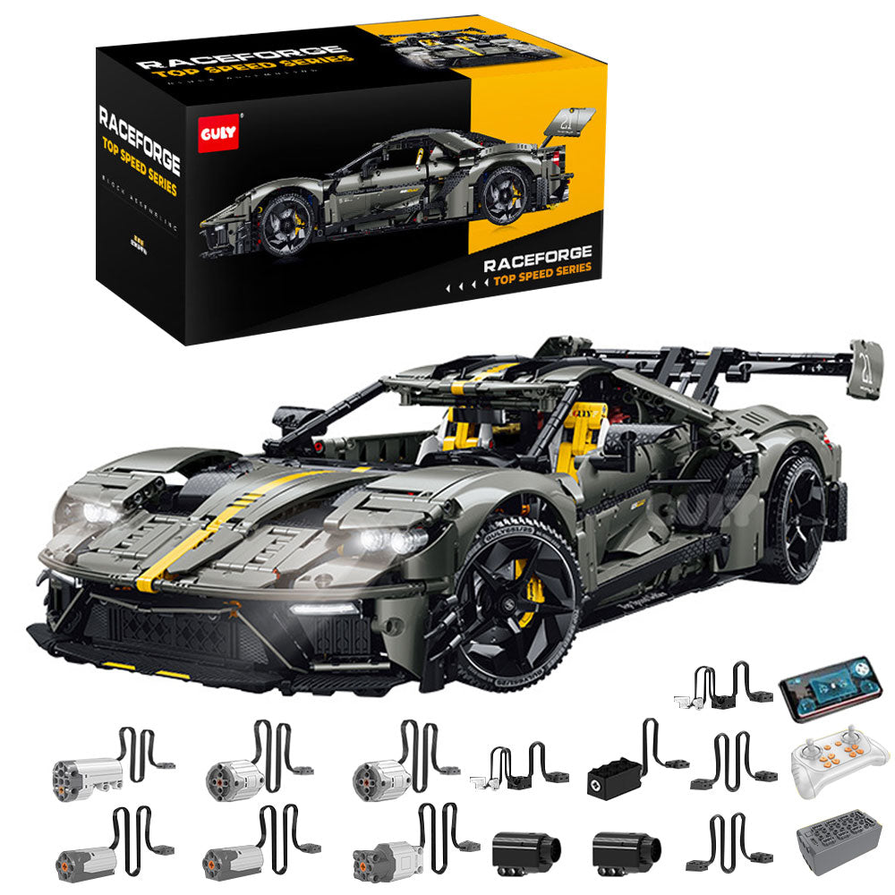Technik Ford GT Le Mansory Hypercar Limitierte Auflage, 3402 Teile mit Motoren und LED Groß Ferngesteuert Auto Klemmbausteine für Erwachsene(Originalverpackung)
