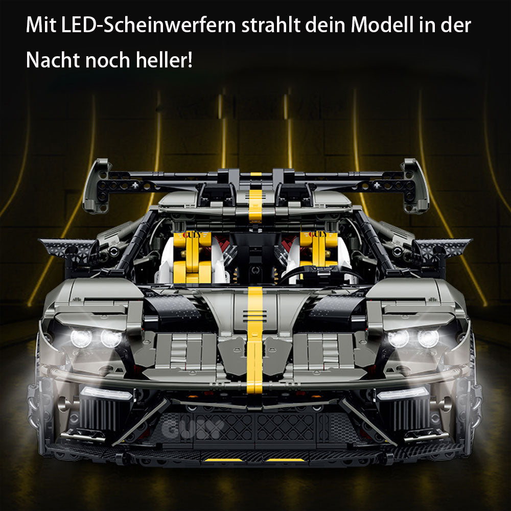 Technik Ford GT Le Mansory Hypercar Limitierte Auflage, 3402 Teile mit Motoren und LED Groß Ferngesteuert Auto Klemmbausteine für Erwachsene(Originalverpackung)