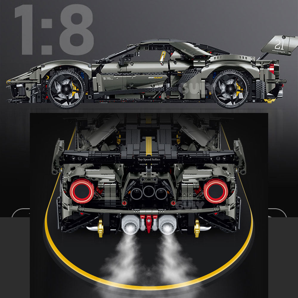 Technik Ford GT Le Mansory Hypercar Limitierte Auflage, 3402 Teile mit Motoren und LED Groß Ferngesteuert Auto Klemmbausteine für Erwachsene(Originalverpackung)
