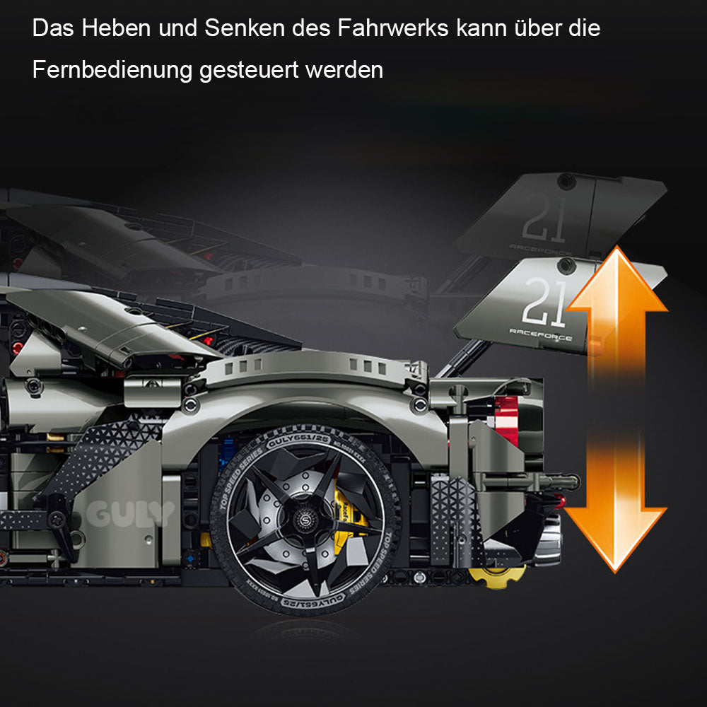 Technik Ford GT Le Mansory Hypercar Limitierte Auflage, 3402 Teile mit Motoren und LED Groß Ferngesteuert Auto Klemmbausteine für Erwachsene(Originalverpackung)