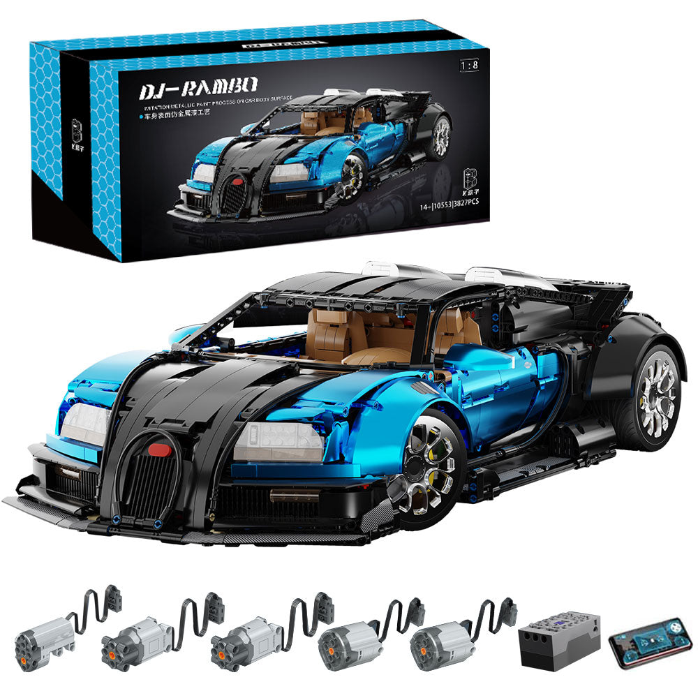 Technik Auto für Bugatti Veyron Hypercar, K-10553 Technik Rennauto, Maßstab 1: 8 Modell, 3827 Teile Bausatz, Mit Originalverpackung