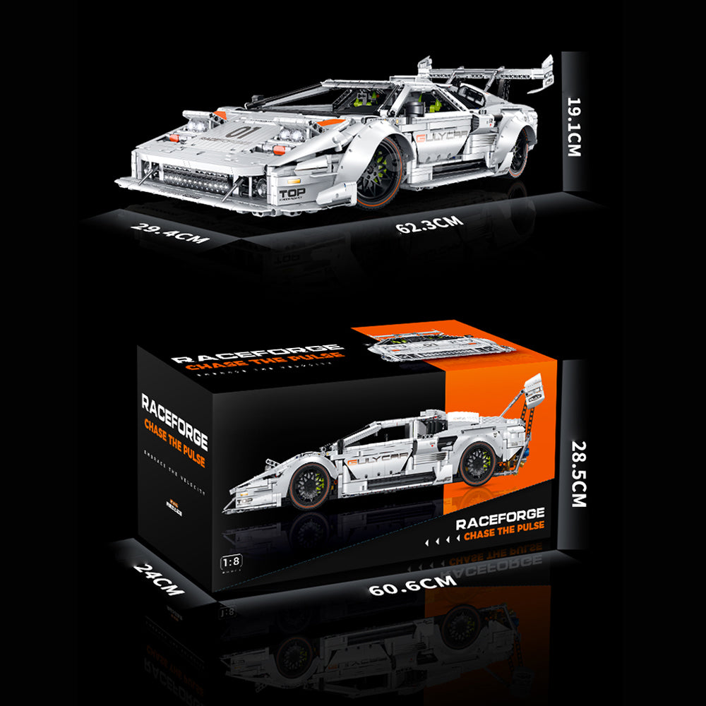 Technik Auto 1: 8 für Lamborghini Countach LP5000 QV Hypercar, Technik Auto mit 6 M0T0REN Technik Auto Bausatz MOC Auto KIemmbausteine für Lambo LP5000 Technik Auto, G-10649