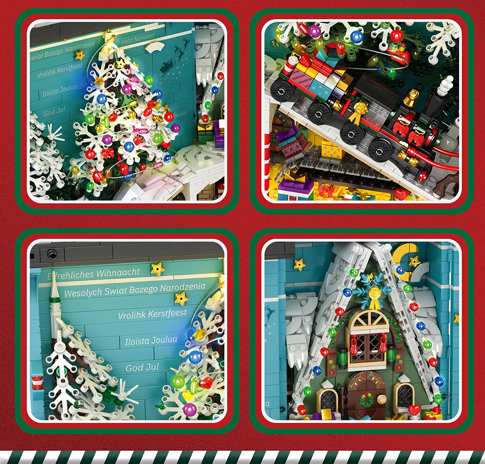 Reobrix 66033 für Lego Weihnachten 2023, mit Weihnachten Haus, Weihnachtsbaum, Weihnachtsmann mit Schlitten Lego Weihnachten 2023