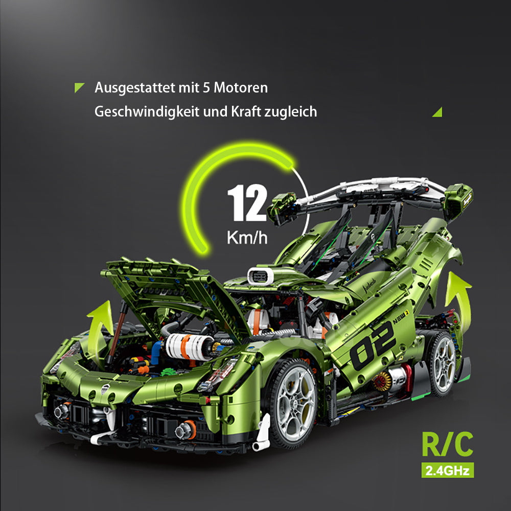 Technik Auto für Koenigseg Jesko Superauto, 1:8 Groß Auto mit 5 Motoren Set, Technik Auto ModeII Bausatz, 3830 TeiIe MOC Supercar ModeII, Kompatibel mit Iego Technik Koenigseg