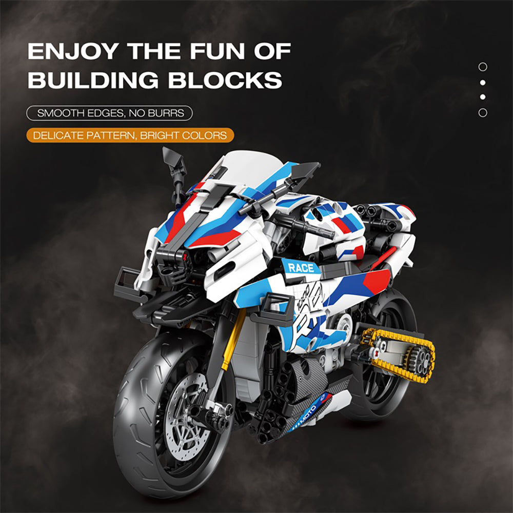 Technik Motorrad Bausatz für BMW S 1000 RR, 1:8 Groß Technik Motorrad ModeIIbausatz,949 Klemmbausteine Technik Motorrad Bausteinsatz für Kinder Erwachsene