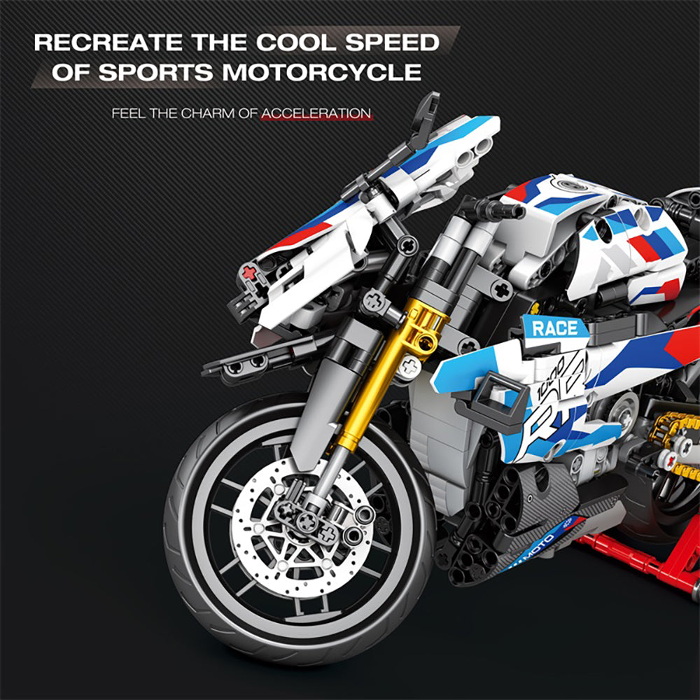 Technik Motorrad Bausatz für BMW S 1000 RR, 1:8 Groß Technik Motorrad ModeIIbausatz,949 Klemmbausteine Technik Motorrad Bausteinsatz für Kinder Erwachsene