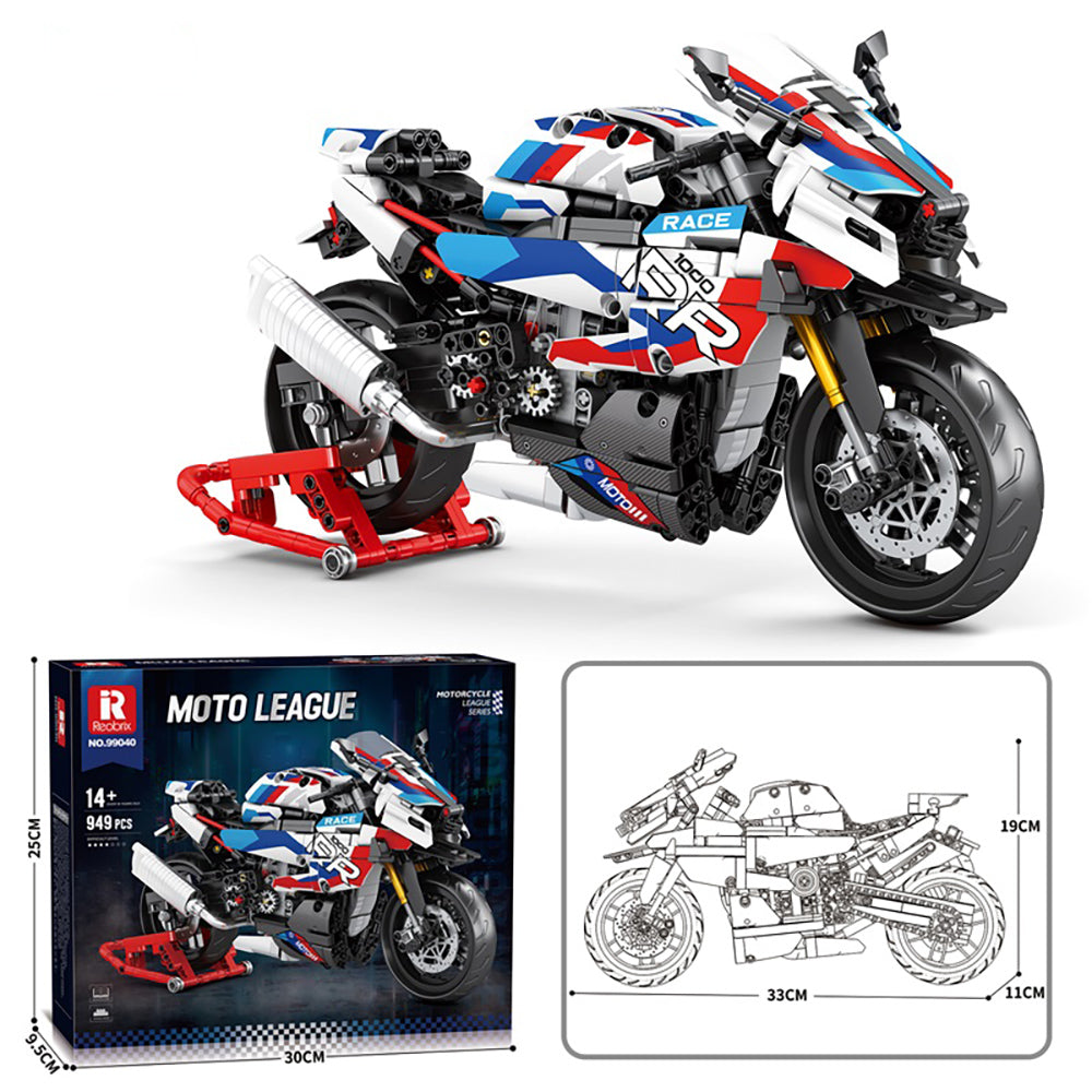 Technik Motorrad Bausatz für BMW S 1000 RR, 1:8 Groß Technik Motorrad ModeIIbausatz,949 Klemmbausteine Technik Motorrad Bausteinsatz für Kinder Erwachsene