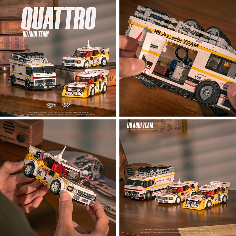 Technik Auto für Audi Quattro WRC Team, MOC Audi Rally Auto, 1362 KIemmbausteine Technik Rennauto für Kinder, Erwachsene, Baumeister, PB-8812