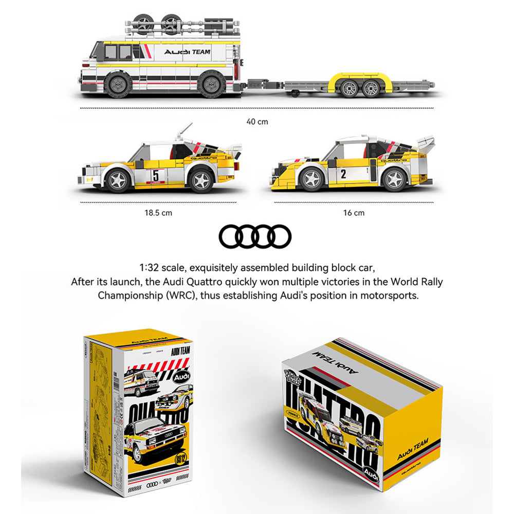 Technik Auto für Audi Quattro WRC Team, MOC Audi Rally Auto, 1362 KIemmbausteine Technik Rennauto für Kinder, Erwachsene, Baumeister, PB-8812