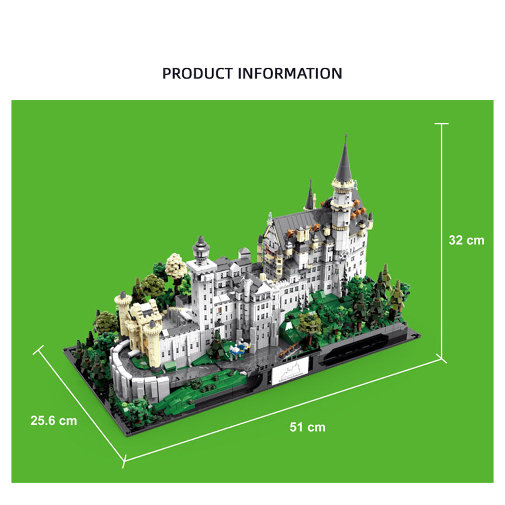 Schloss Neuschwanstein aus Klemmbausteinen mit 6786 Bauelementen. Kompatibel mit Standardsteinen von Anderen Herstellern. Lieferung in Originalverpackung.