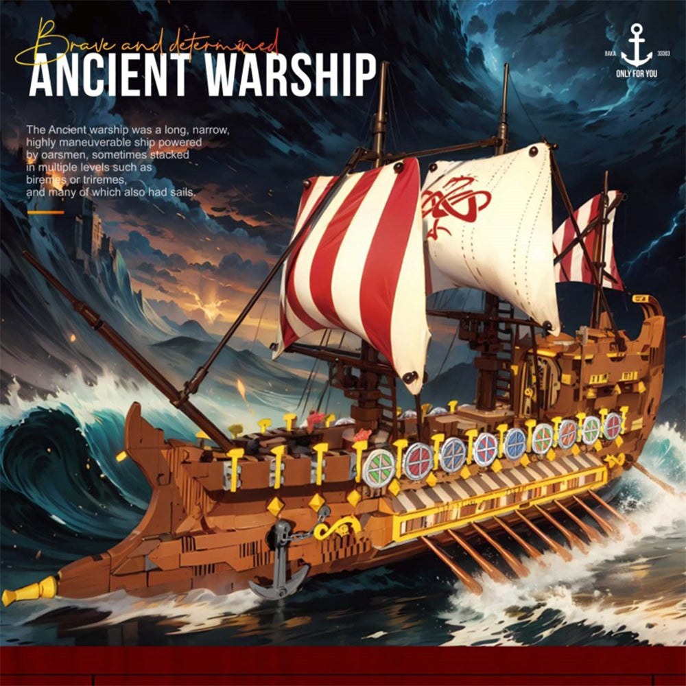 Vikinng Kriegsschiff groß Vintage Roman Segelboot Bausatz, 2073 Klemmbausteine Riesiges Schiffmodell MOC im Europäischen Stil für Lego Technik Schiff