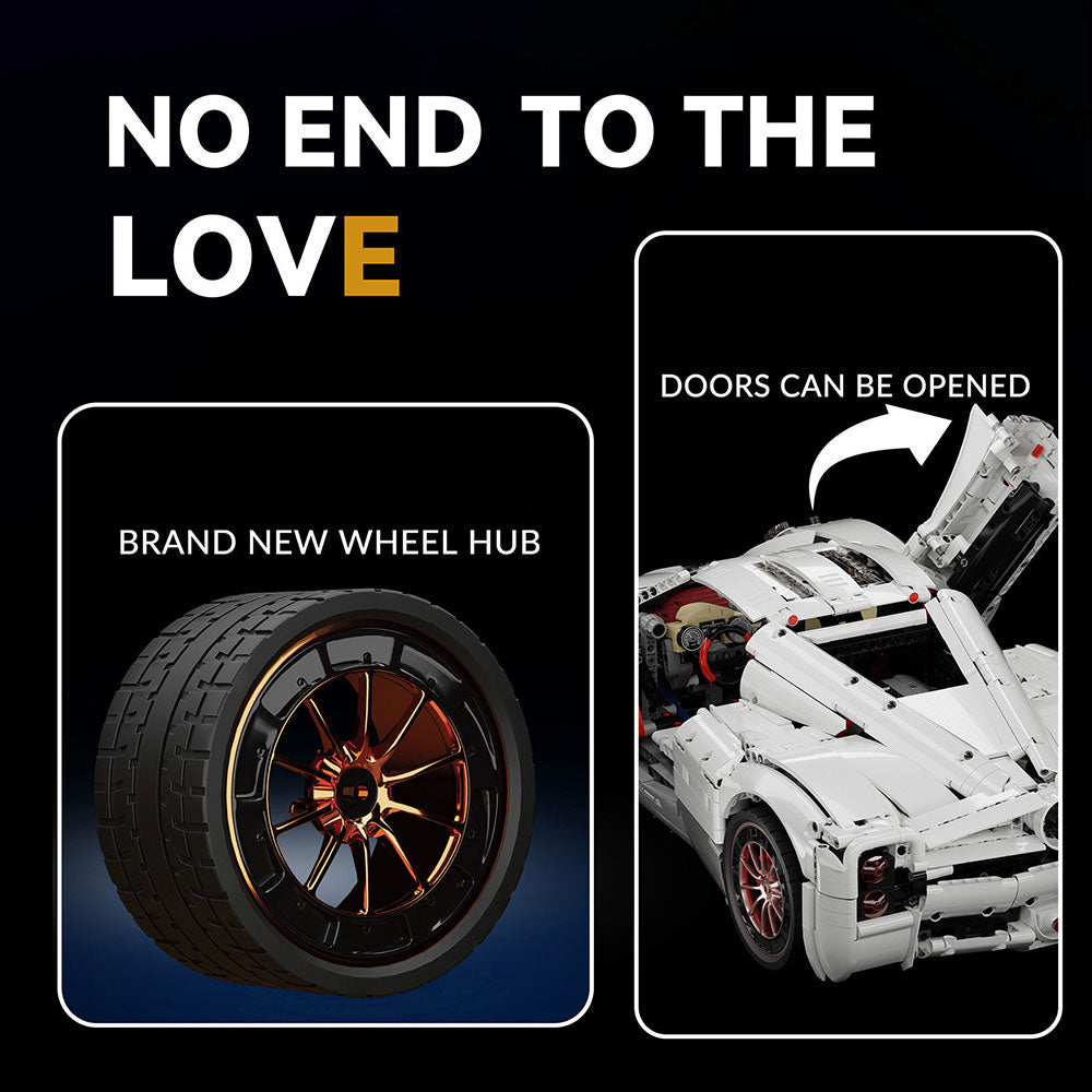 Technik Pagani Utopia Hypercar, 4719 Teile mit 7 Motoren Groß Ferngesteuert Auto Klemmbausteine für Erwachsene(Originalverpackung)