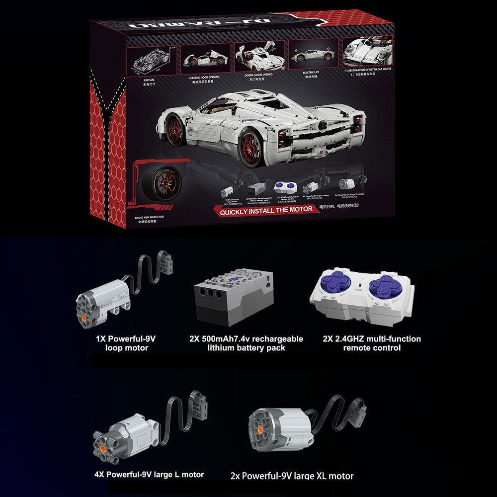 Technik Pagani Utopia Hypercar, 4719 Teile mit 7 Motoren Groß Ferngesteuert Auto Klemmbausteine für Erwachsene(Originalverpackung)