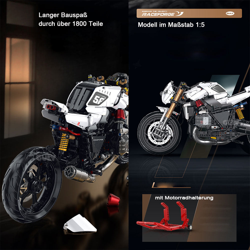 Technik Motorrad für BMW R1200 RLC Modell, 1828 Teile Technic Motorrad Klemmbausteine kompatibel mit Lego Technik