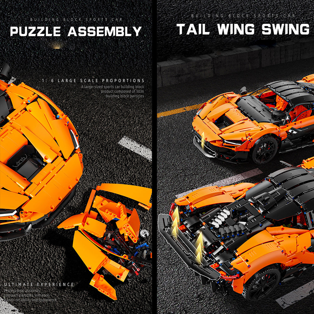 Technik Auto für Mclaren W1 Hypercar, T-5051 Technik Rennauto, Maßstab 1: 6 Modell, 5070 Teile Bausatz, Mit Originalverpackung