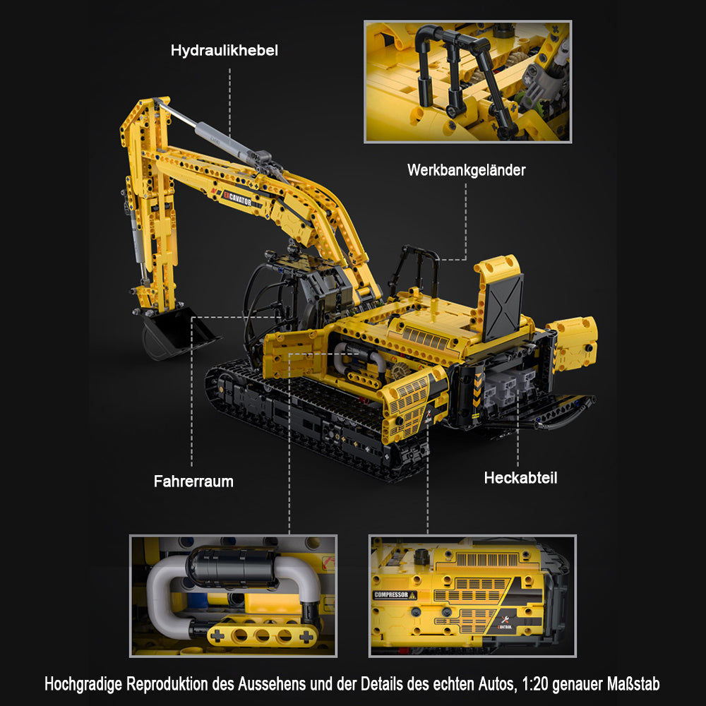 Technik LKW mit Technik Bagger Technik Anhänger, 6180 Teile Technik Truck mit Anhänger, Bagger Modellbau mit 7 Motoren Bauset Kompatibel mit Lego Technik LKW