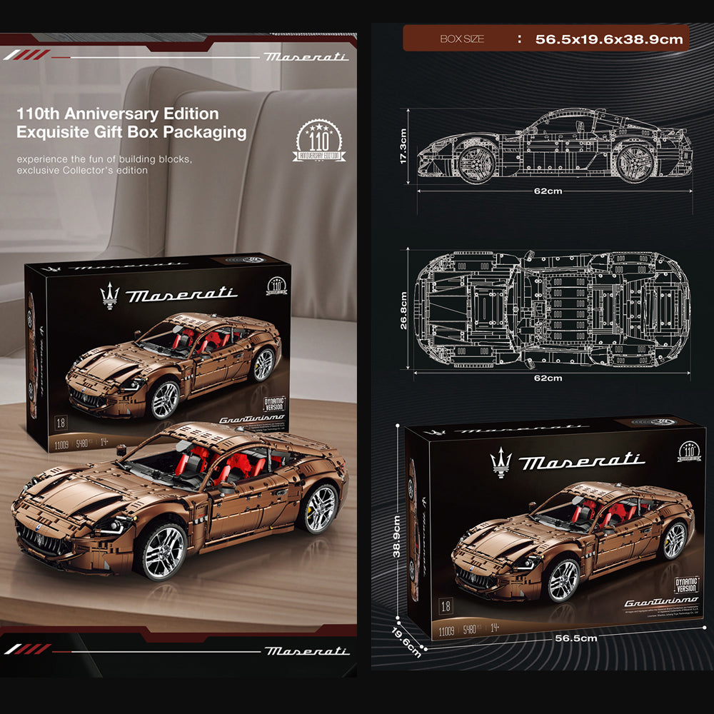 Technik Auto 1: 8 für Maserati Gran Turismo 110 Limitierte Auflage Supercar, Technik Auto mit 5 M0T0REN Technik Auto Bausatz MOC Auto KIemmbausteine für Maserati Technik Auto, Originalverpackung