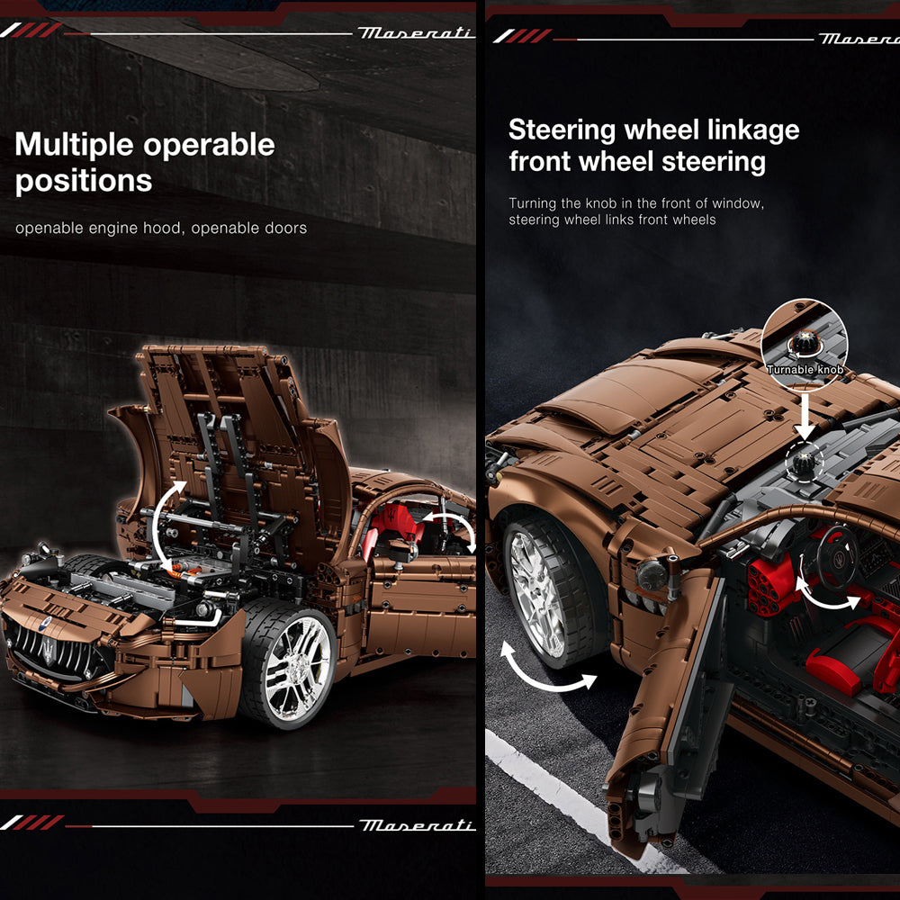 Technik Auto 1: 8 für Maserati Gran Turismo 110 Limitierte Auflage Supercar, Technik Auto mit 5 M0T0REN Technik Auto Bausatz MOC Auto KIemmbausteine für Maserati Technik Auto, Originalverpackung